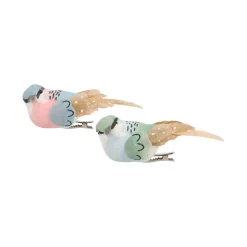 Woondecoratie|Kerstdecoratie>Vogel op clip groen blauw 6st