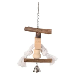 Friendly Pet Vogelspeelgoed>Vogel touw+hout bel 20cm