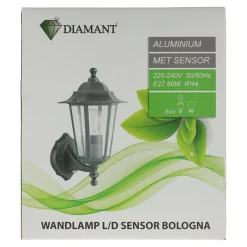 Diamant Buitenverlichting|Buitenverlichting>Wandlamp Bologna licht/donker sensor