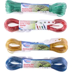 Lifetime Badkameraccessoires|Wassen En Drogen>Waslijn 20 meter, 4 stuks, diverse kleuren van