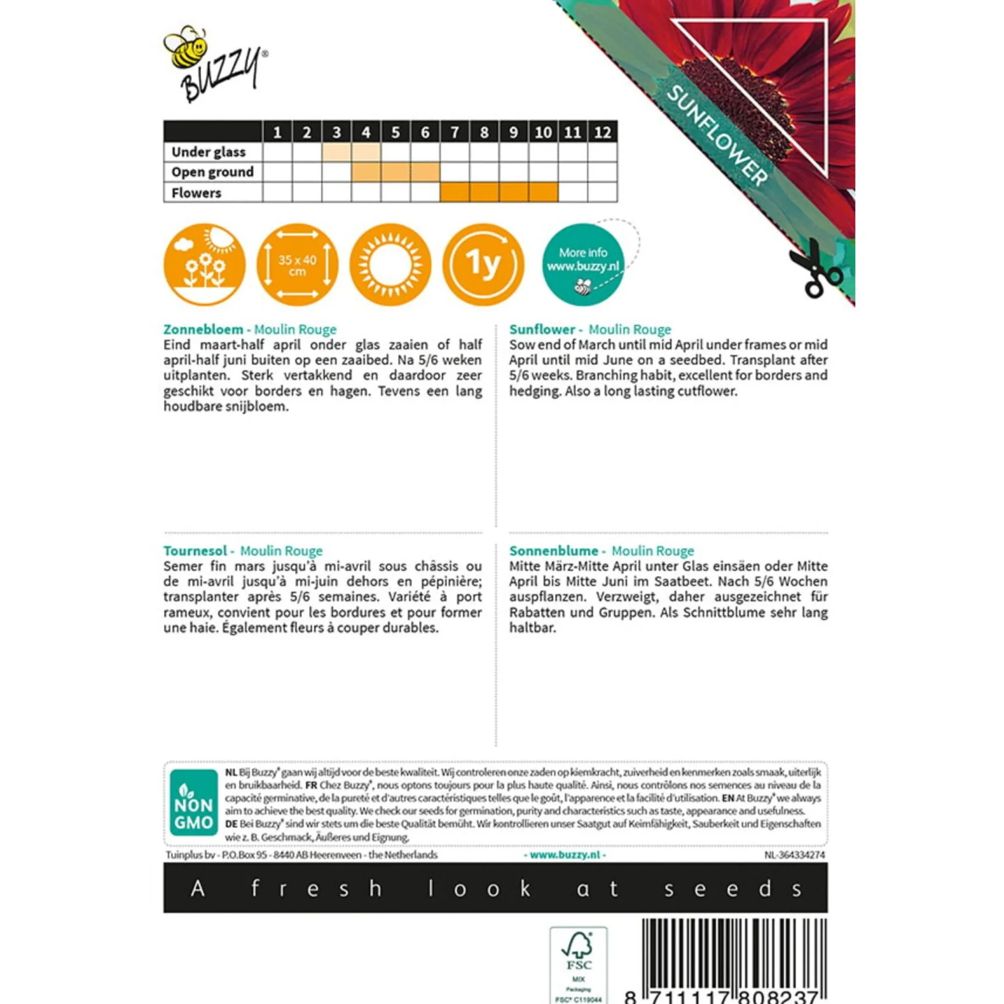 Buzzy Moestuin>Zonnebloem Moulin Rouge